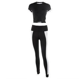 ENSEMBLE CROP TOP T-SHIRT & LEGGINGS