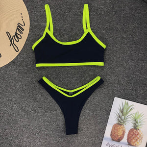 MAILLOT DE BAIN NOIR & FLUORESCENT